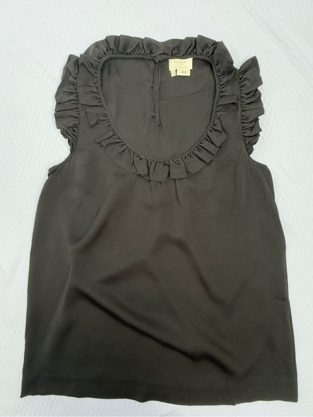 kate spade Black Ruffle Scoop Neck Sleeveless Camisole